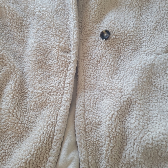 Uniqlo Sherpa Fleece Jacket Size Small Beige Cream Fair Condition - Picture 4 of 8